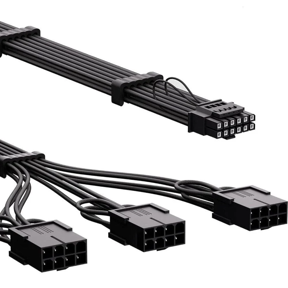 PCIe 5.0 Extension Cable, 16 Pin (12+4) Male to PCIE 5.0 3x8 (6+2) Pin Female Sl